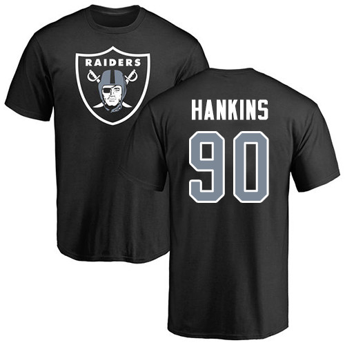 Men Oakland Raiders Black Johnathan Hankins Name and Number Logo NFL Football #90 T Shirt->oakland raiders->NFL Jersey